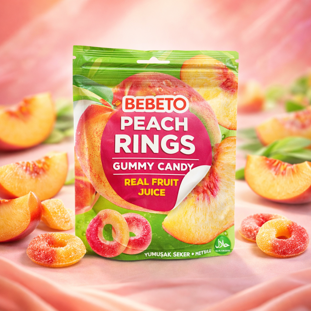 BEBETO PEACH RINGS GUMMY CANDY
