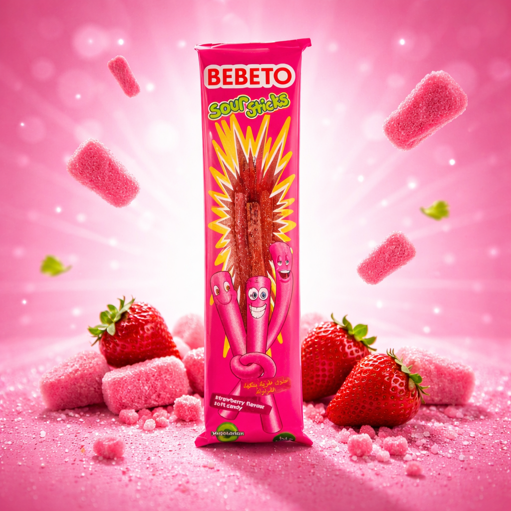 BEBETO SOUR STICKS STRAWBERRY
