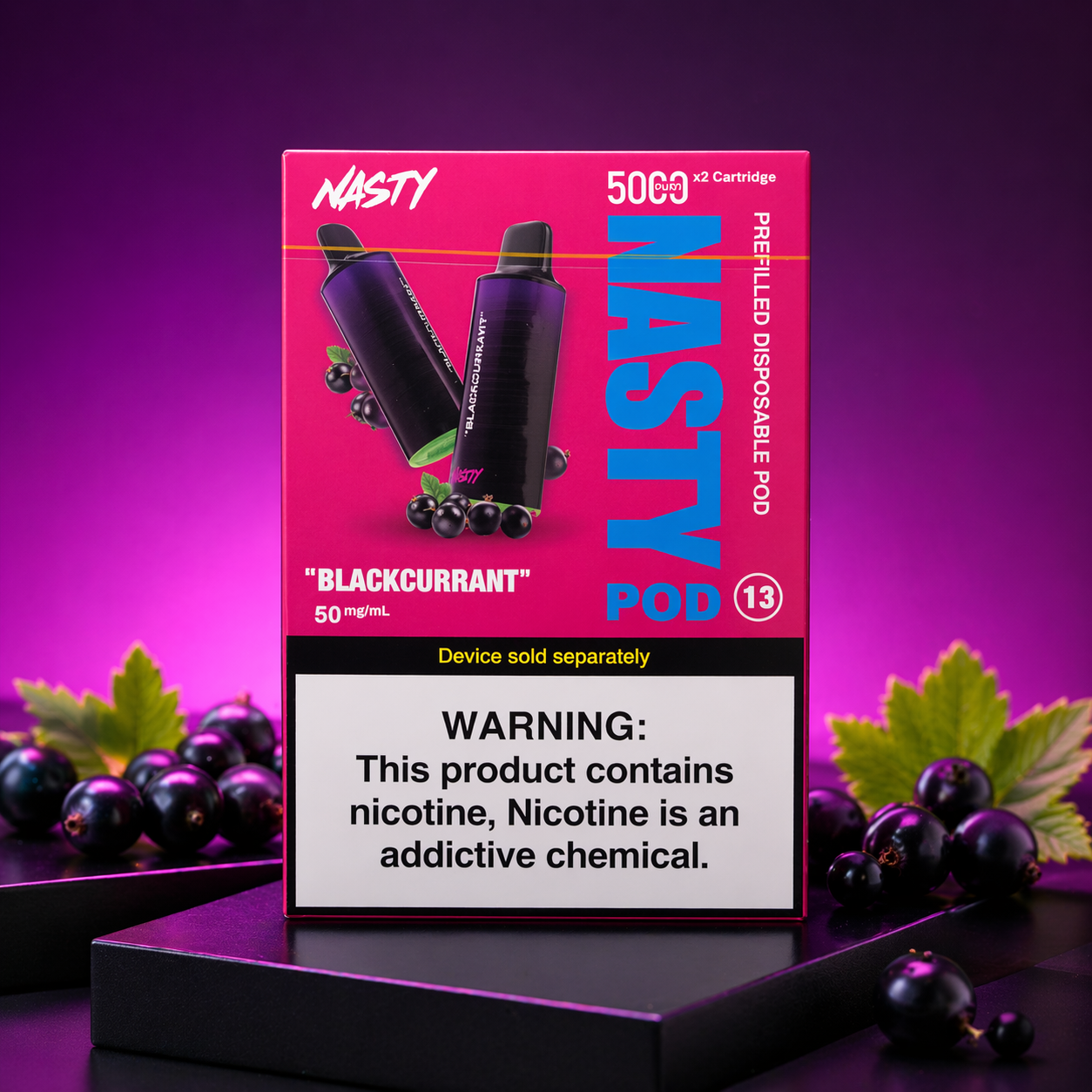 NASTY 5000 POD(1X ET 2X)  BALCKCURRANT 50Mg SUR Ml