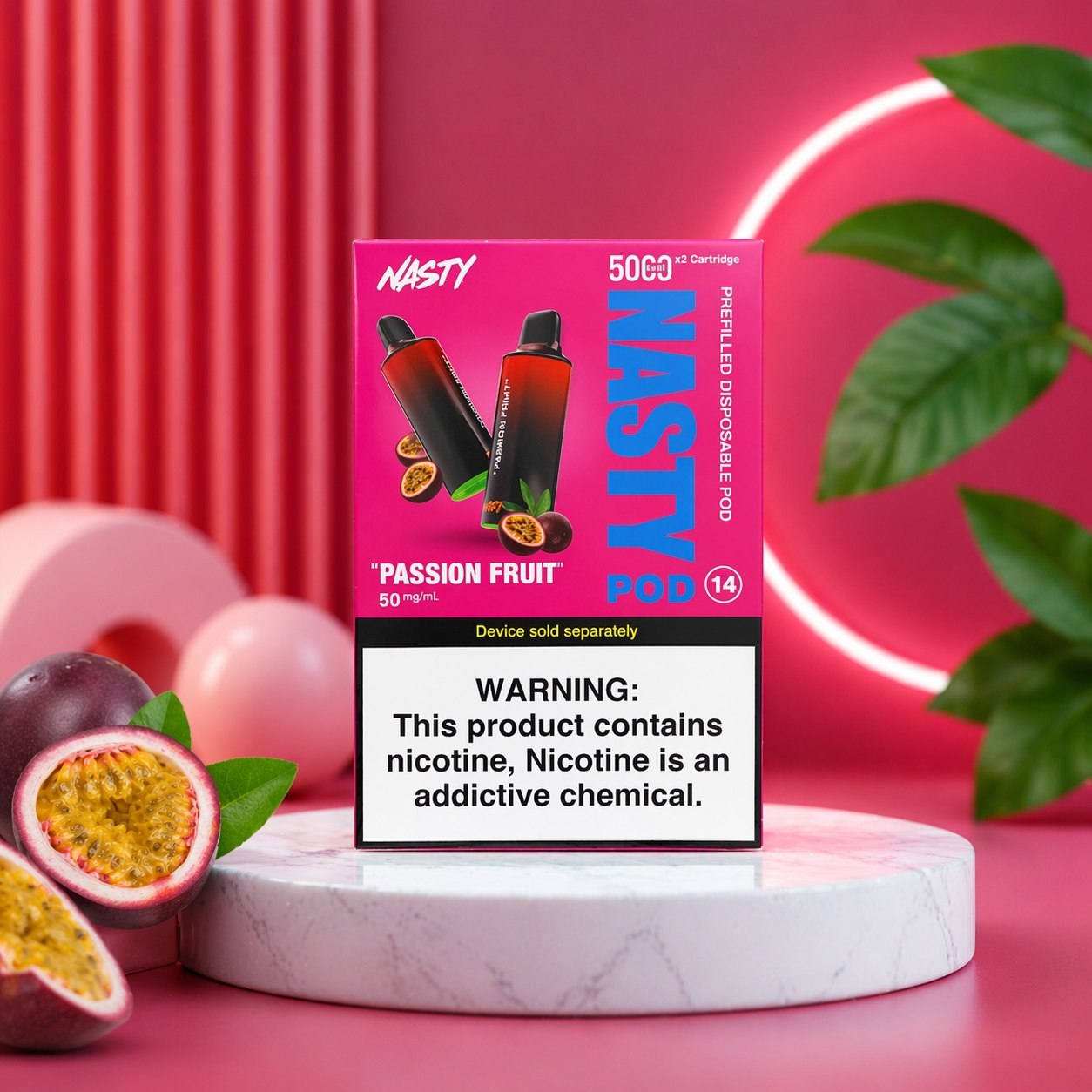 NASTY 5000 (1x et 2x) POD PASSION FRUIT 50Mg sur Ml