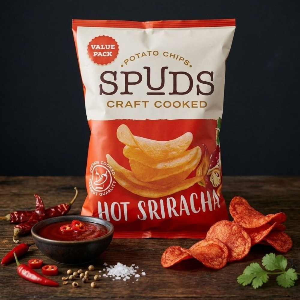 SRIRACHA HOT SPUDS POTATO CHIPS