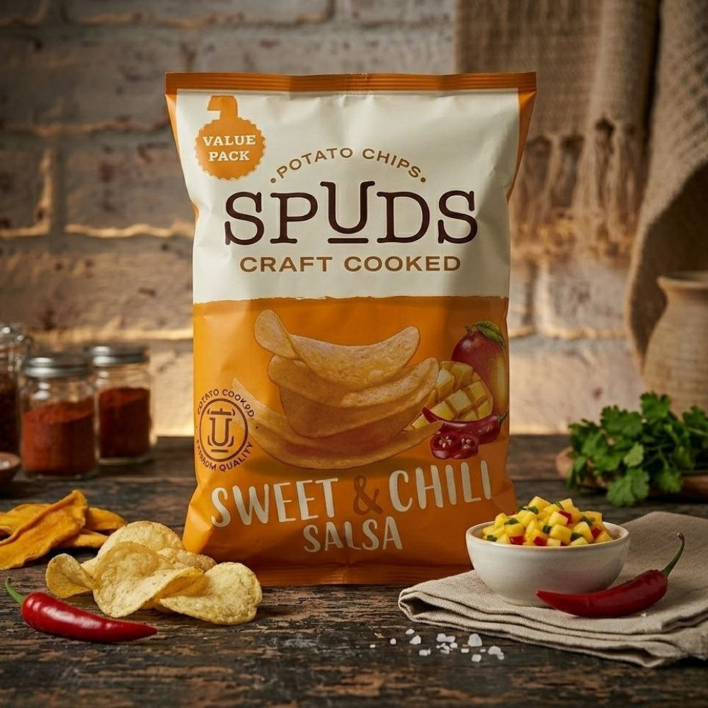 POTATO CHIPS SPUDS SWEET & CHILI SALSA