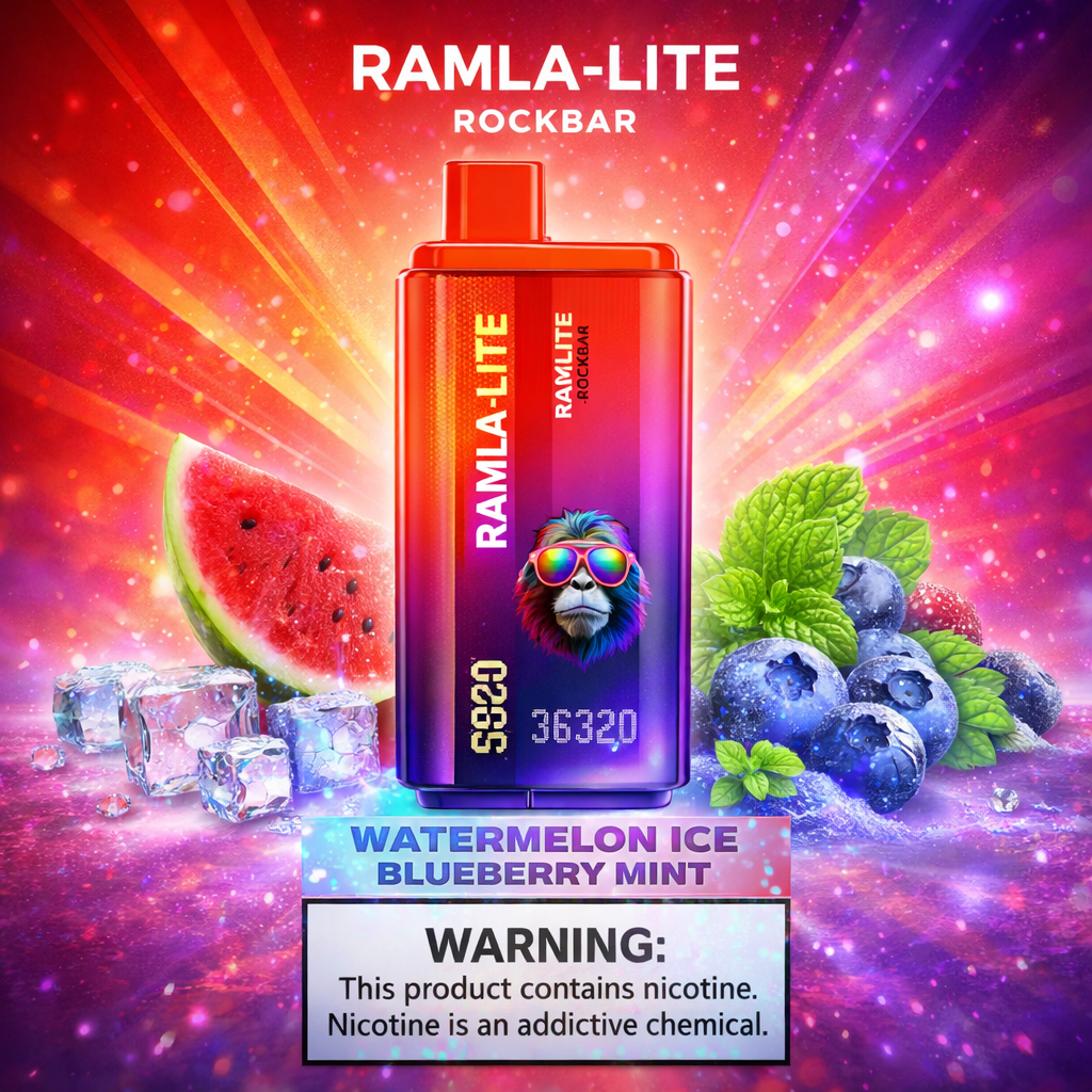 RAMLA-LITE ROCKBAR 30000 WATERMELON ICE BLUEBERRY MINT SWITCH